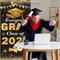 Class of 2026 Graduation Door Cover - Black & Gold Congrats Grad Backdrop - Extra Large Fabric Front Door Banner - Hanging Porch Sign Decor for Indoor & Outdoor 2026 Party Supplies